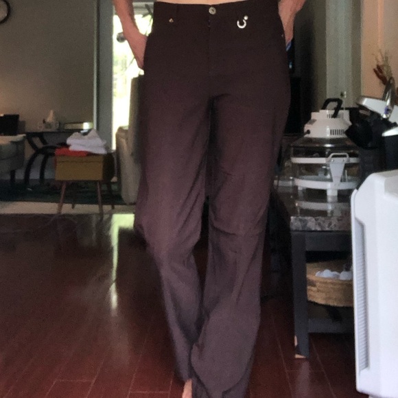 Simon Chang straight leg stretch trousers size  8 Brown - Picture 9 of 12